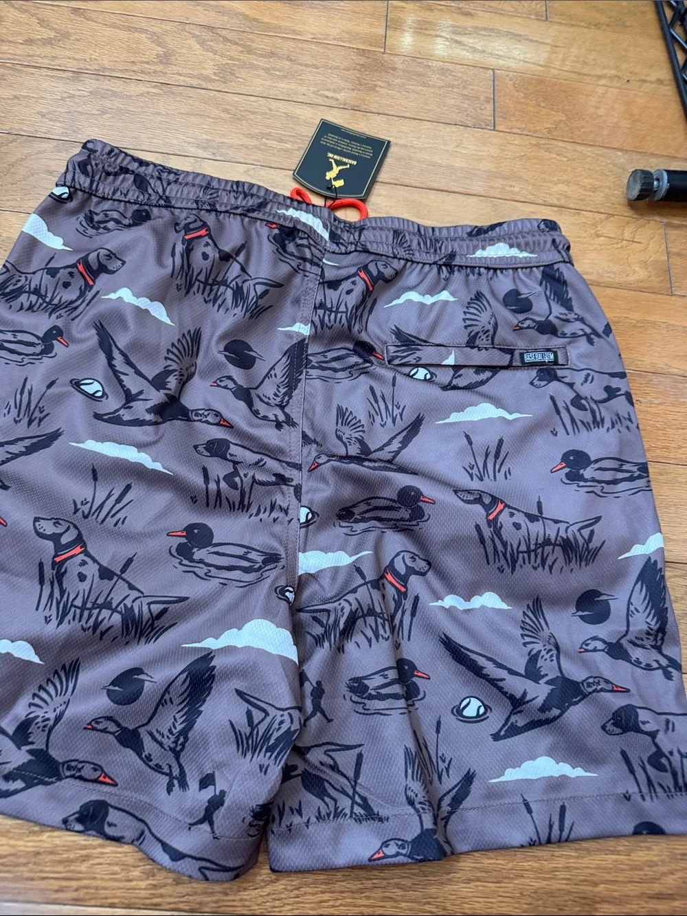 Men’s Brown Duck-Print Swim Trunks